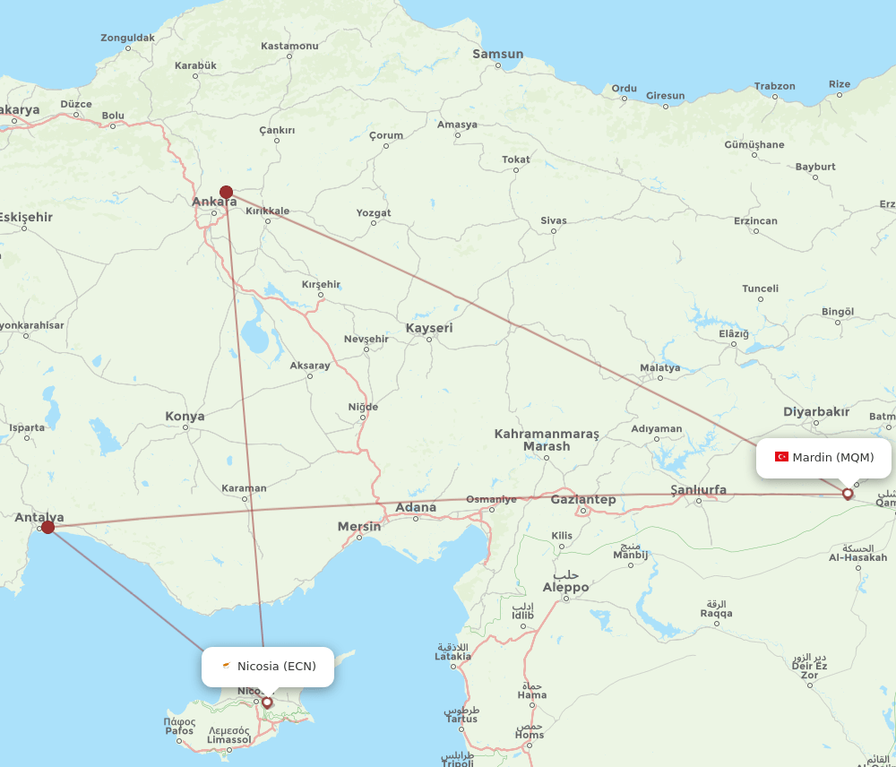 MQM-ECN flight routes