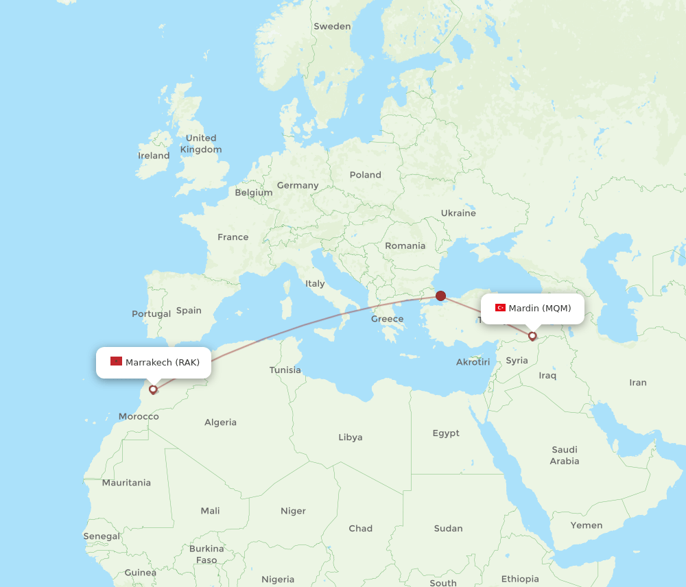 MQM to RAK flights and routes map