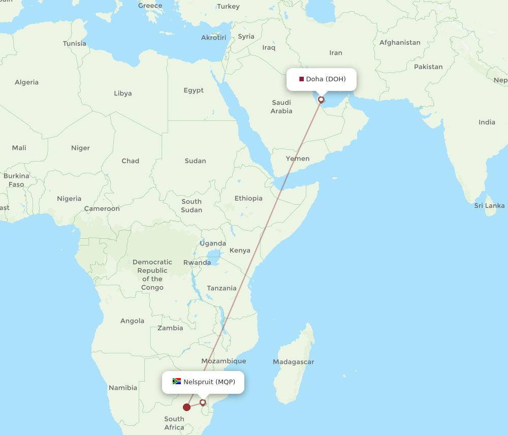 MQP-DOH flight routes