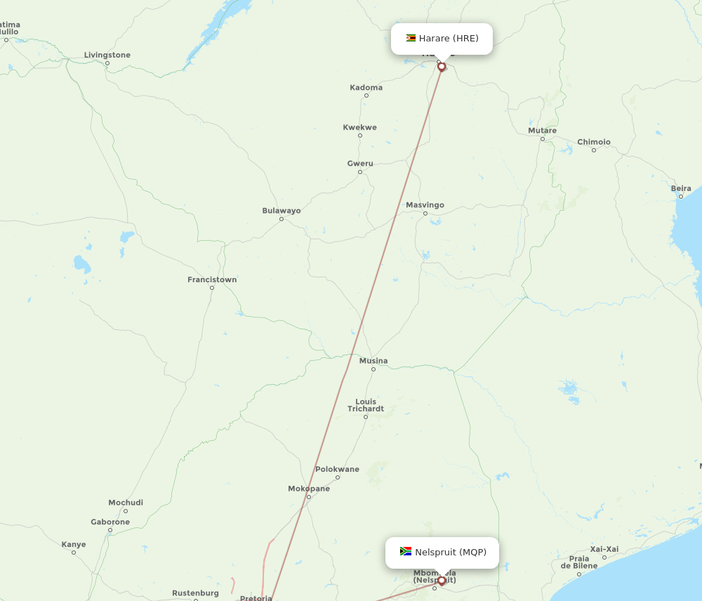 MQP-HRE flight routes