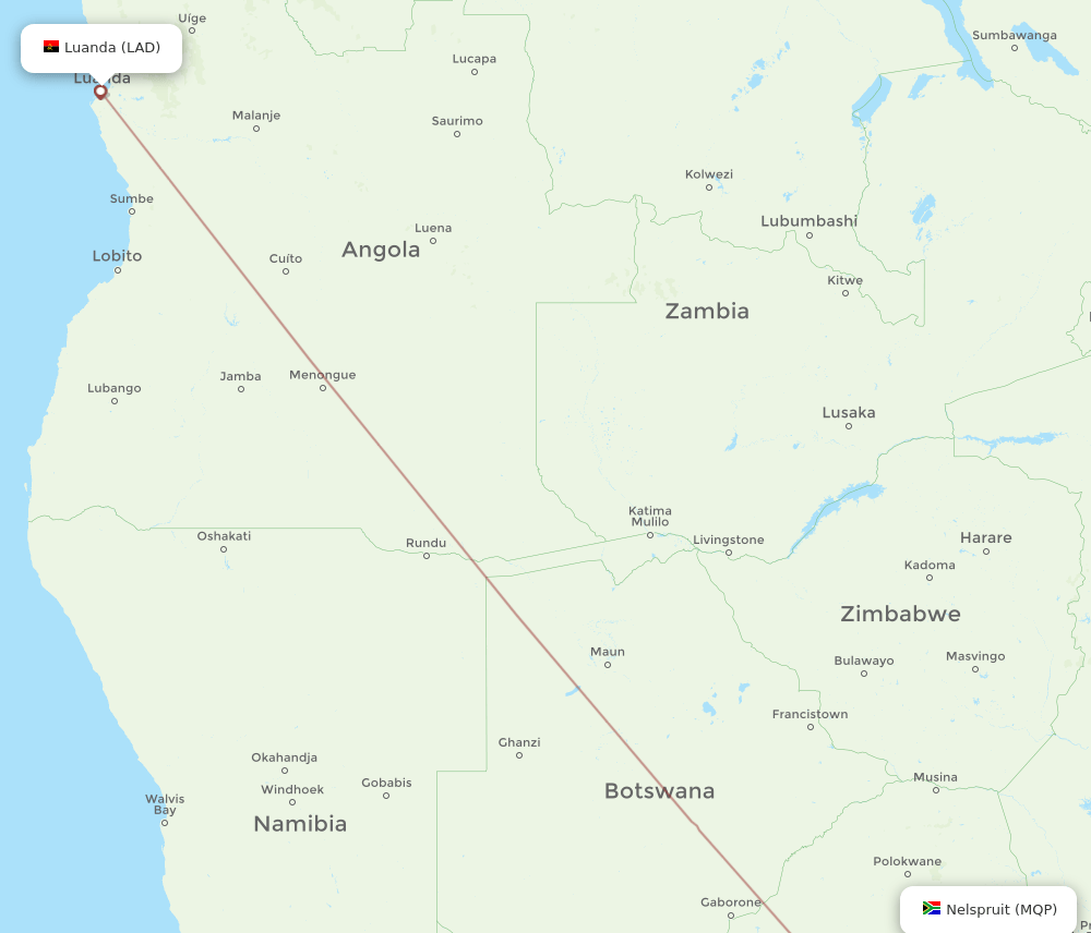 MQP to LAD flights and routes map