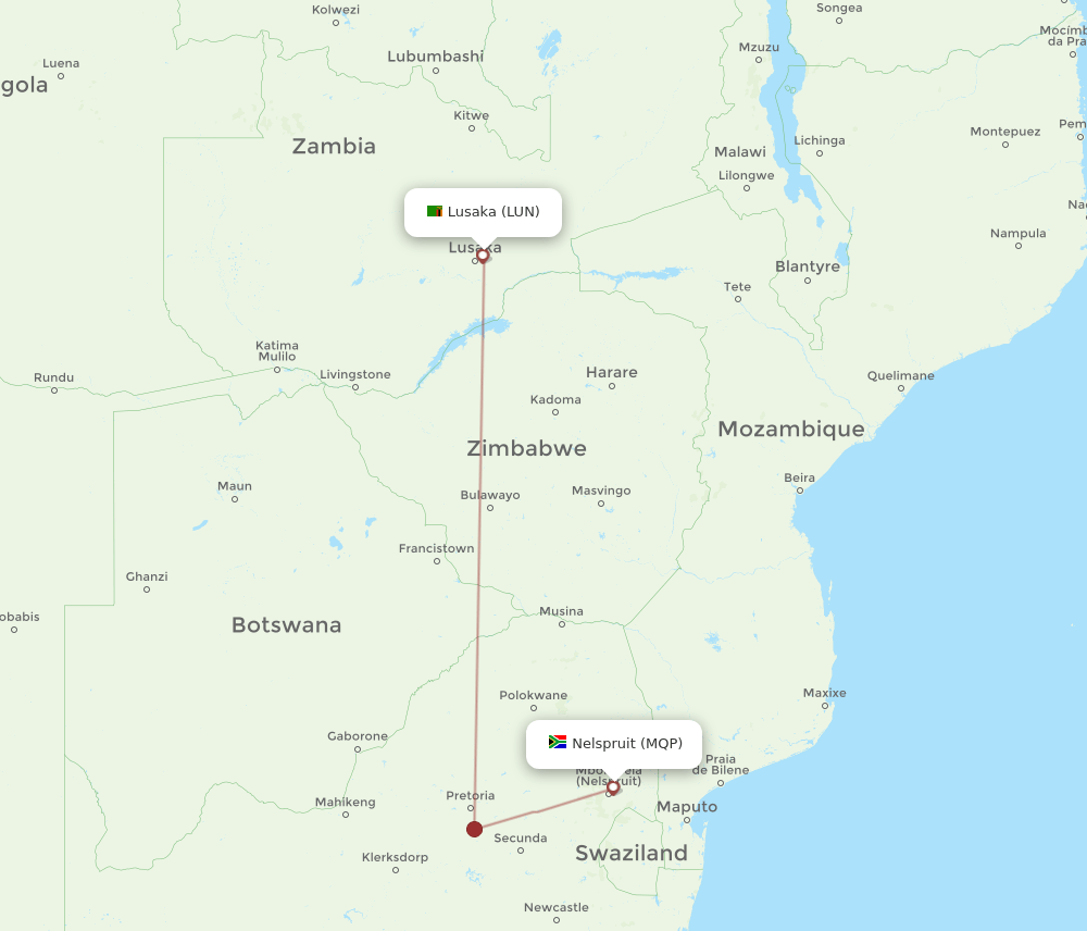 MQP to LUN flights and routes map