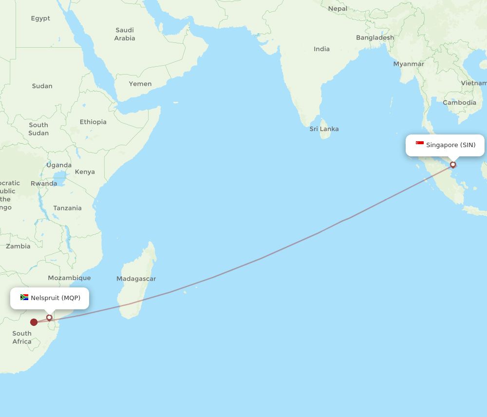 MQP-SIN flight routes