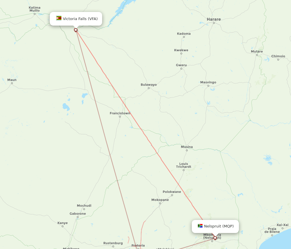 MQP to VFA flights and routes map