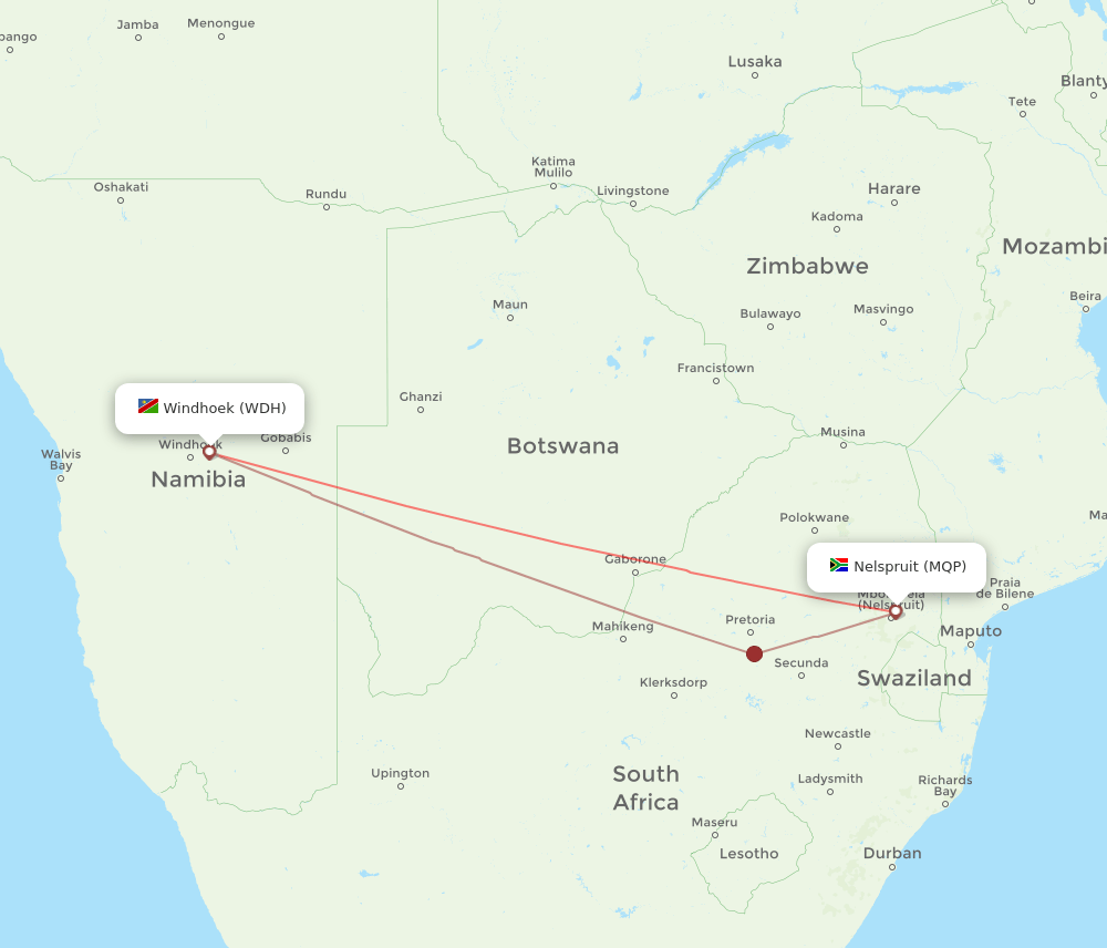 MQP-WDH flight routes