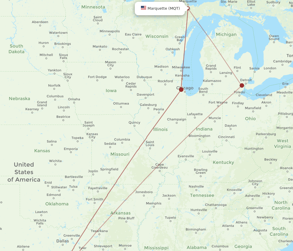 MQT-AUS flight routes