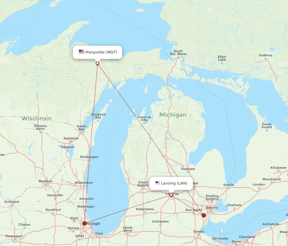 MQT-LAN flight routes