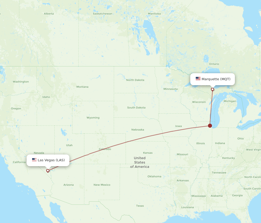 MQT to LAS flights and routes map