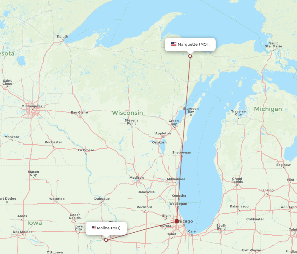 MQT-MLI flight routes