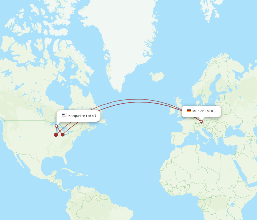 MQT to MUC flights and routes map