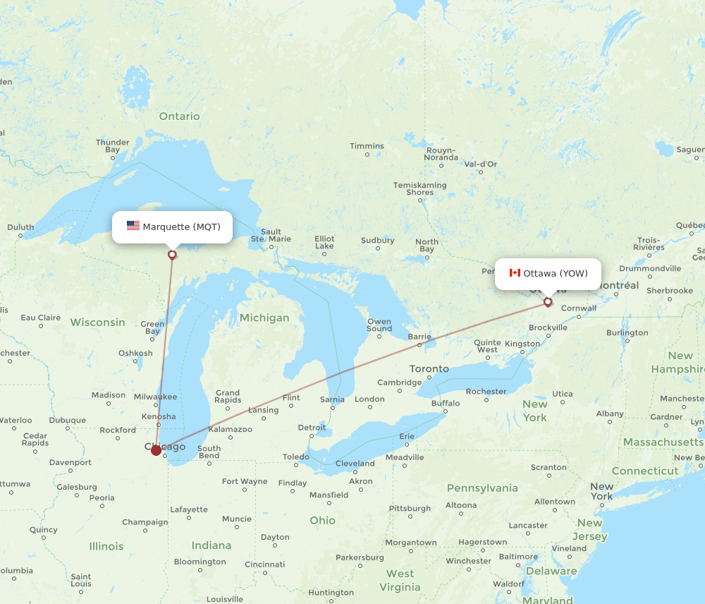 MQT-YOW flight routes