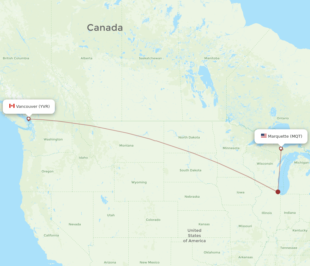 MQT-YVR flight routes