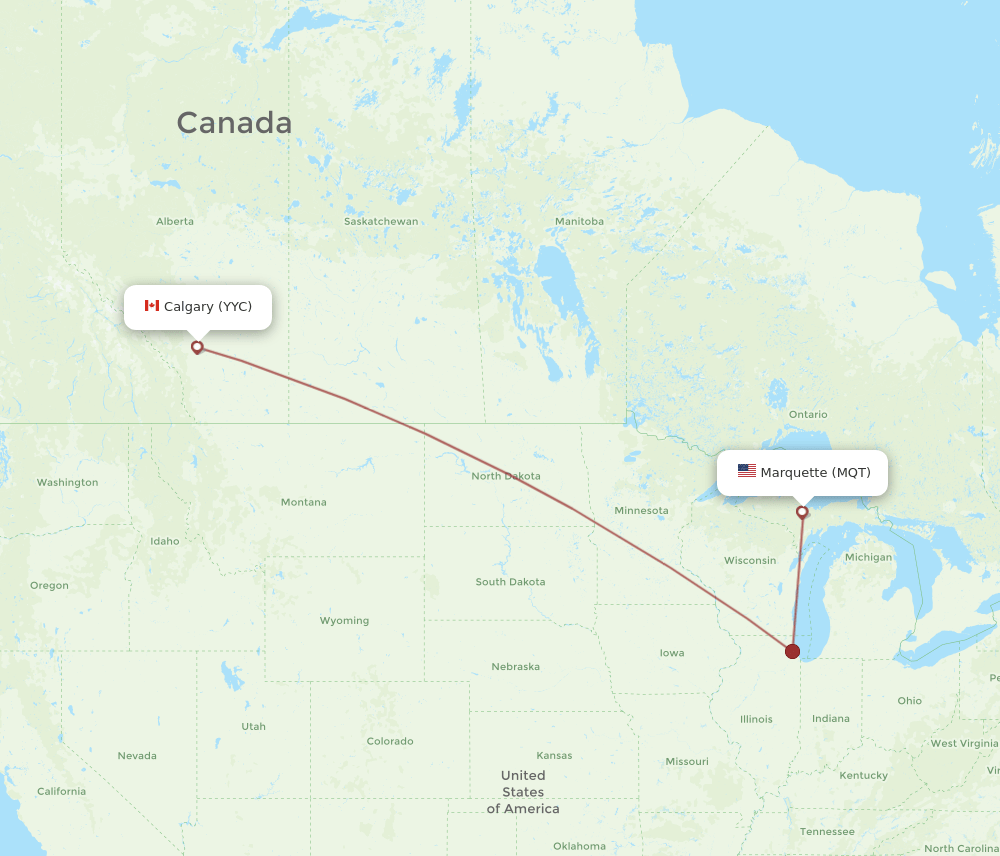 MQT-YYC flight routes