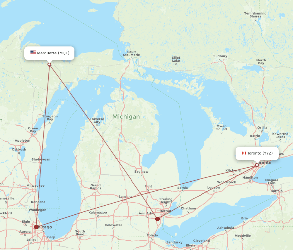 MQT-YYZ flight routes