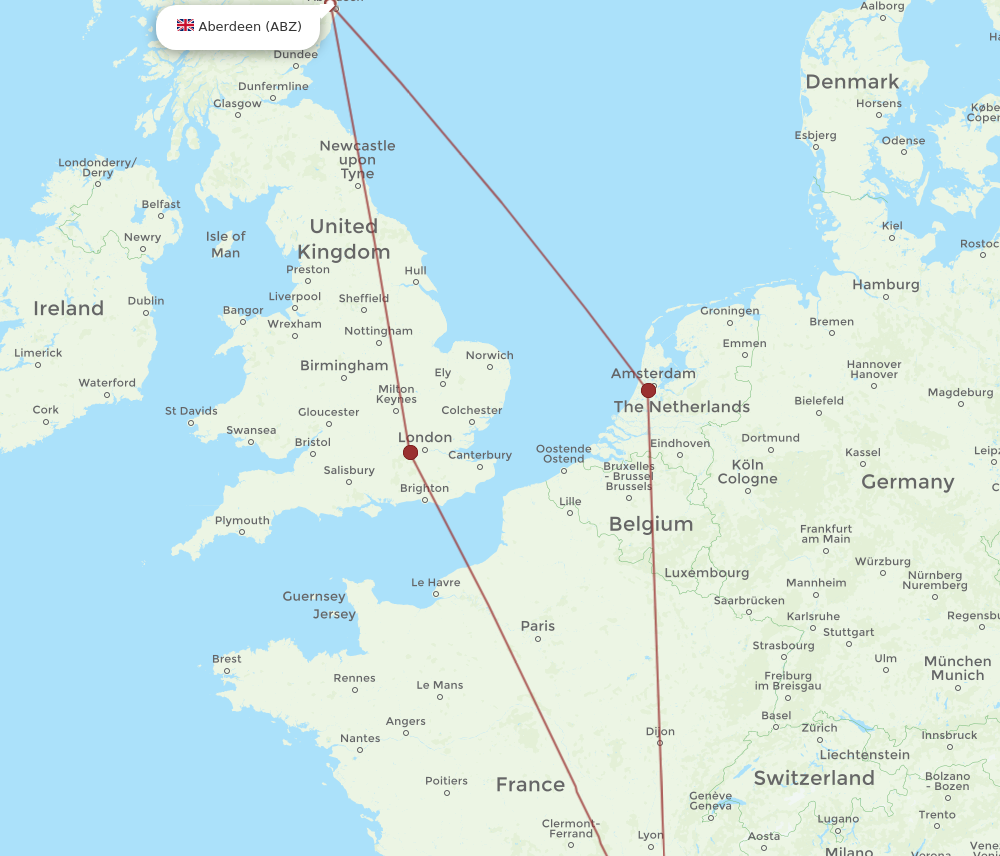 MRS to ABZ flights and routes map