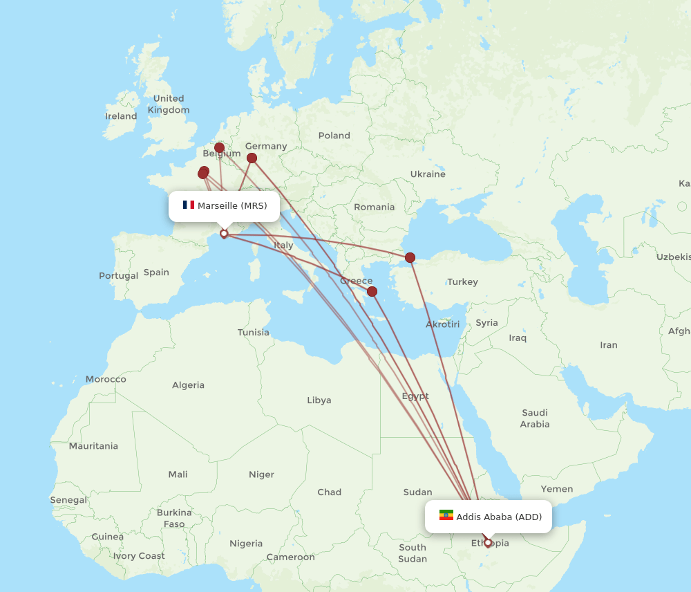MRS-ADD flight routes