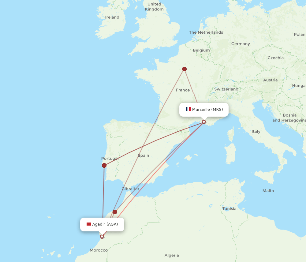 MRS-AGA flight routes