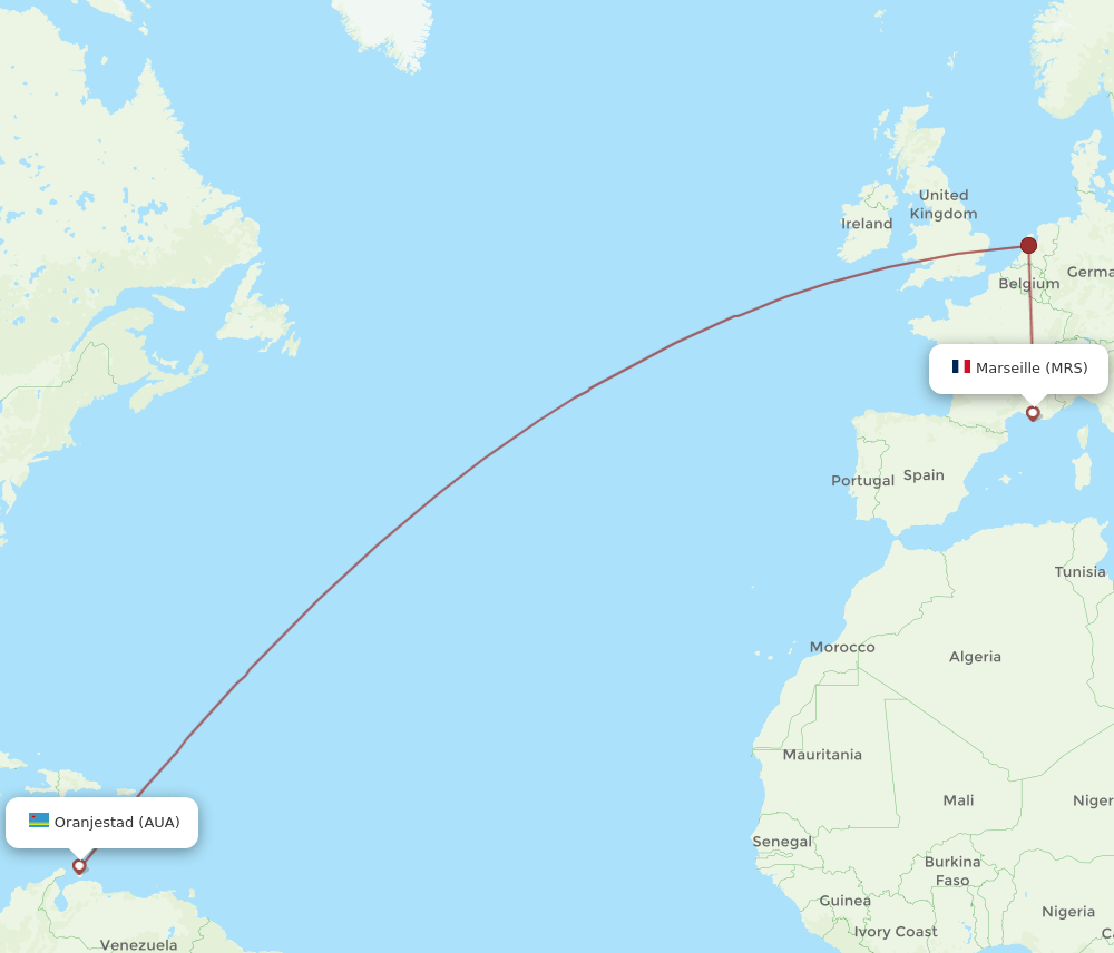 MRS-AUA flight routes
