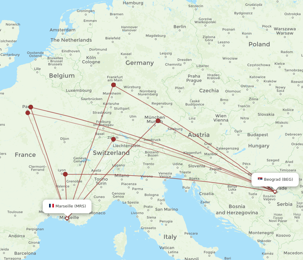 MRS-BEG flight routes