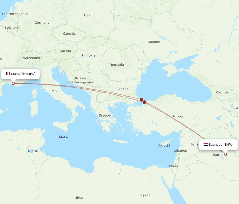 MRS-BGW flight routes