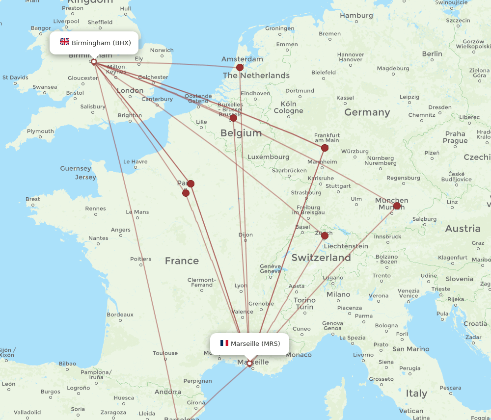 MRS-BHX flight routes