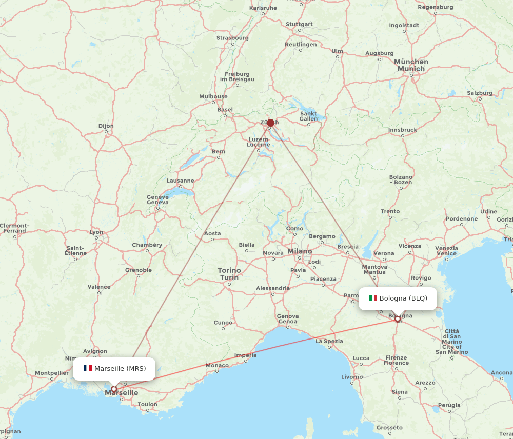 MRS to BLQ flights and routes map