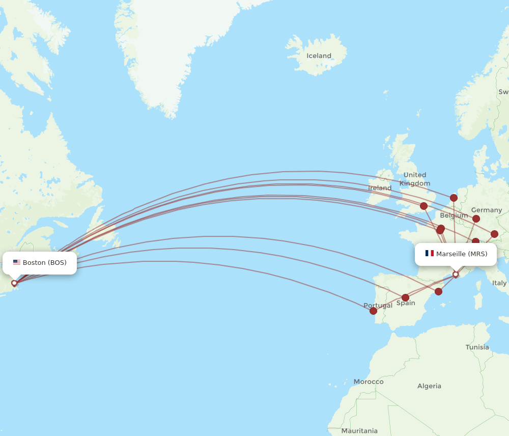 MRS-BOS flight routes