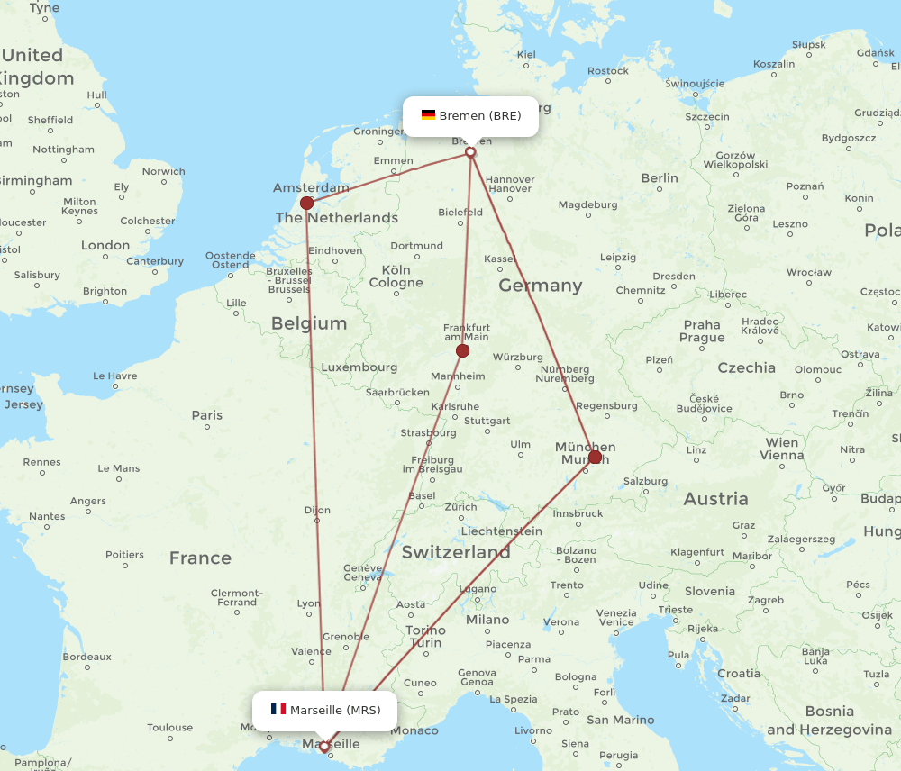 MRS-BRE flight routes