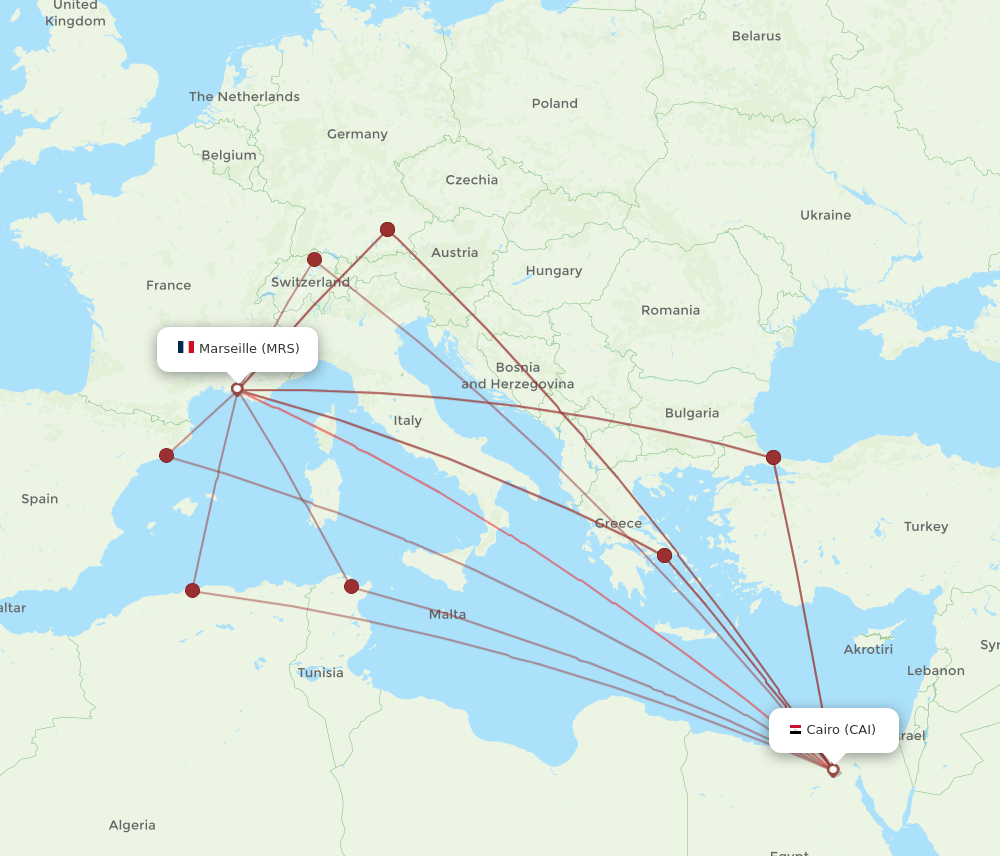 MRS to CAI flights and routes map