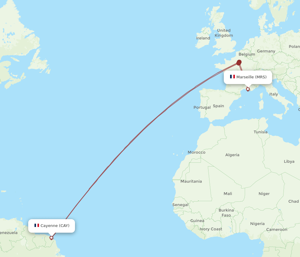 MRS-CAY flight routes