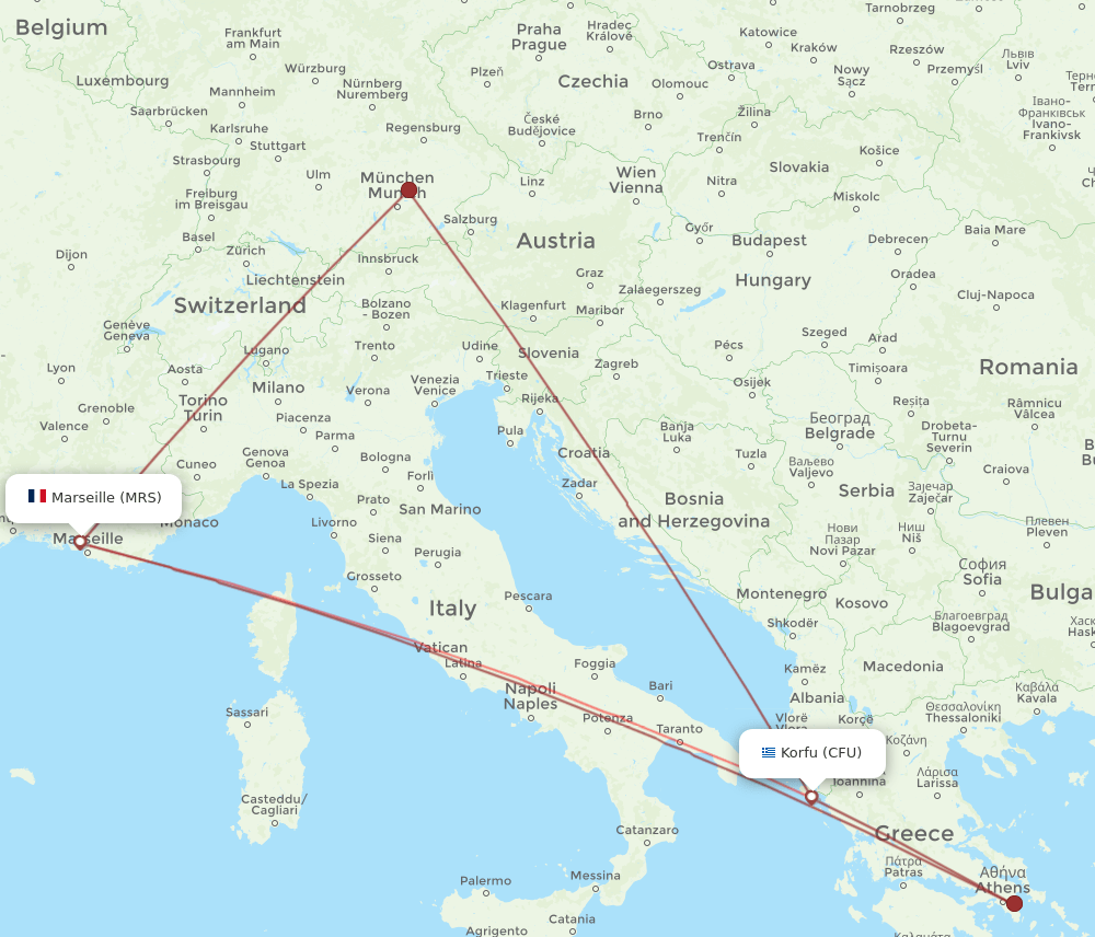 MRS-CFU flight routes