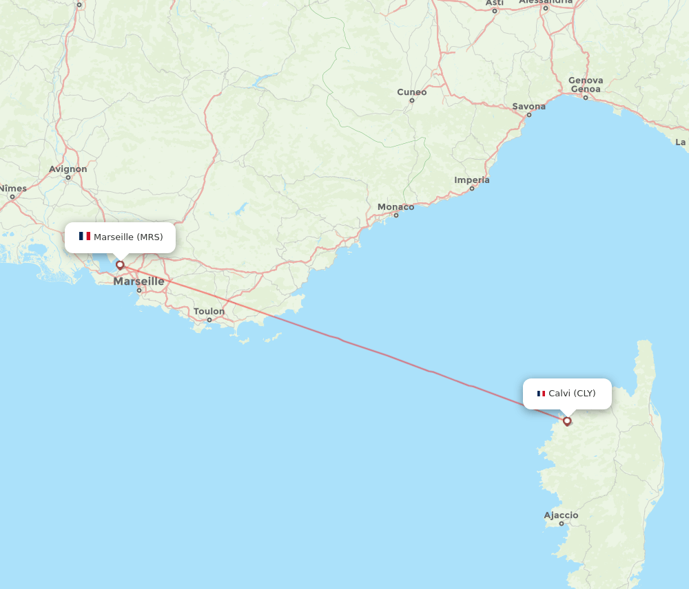 MRS to CLY flights and routes map