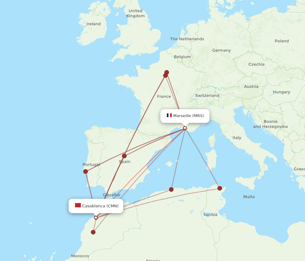 MRS-CMN flight routes