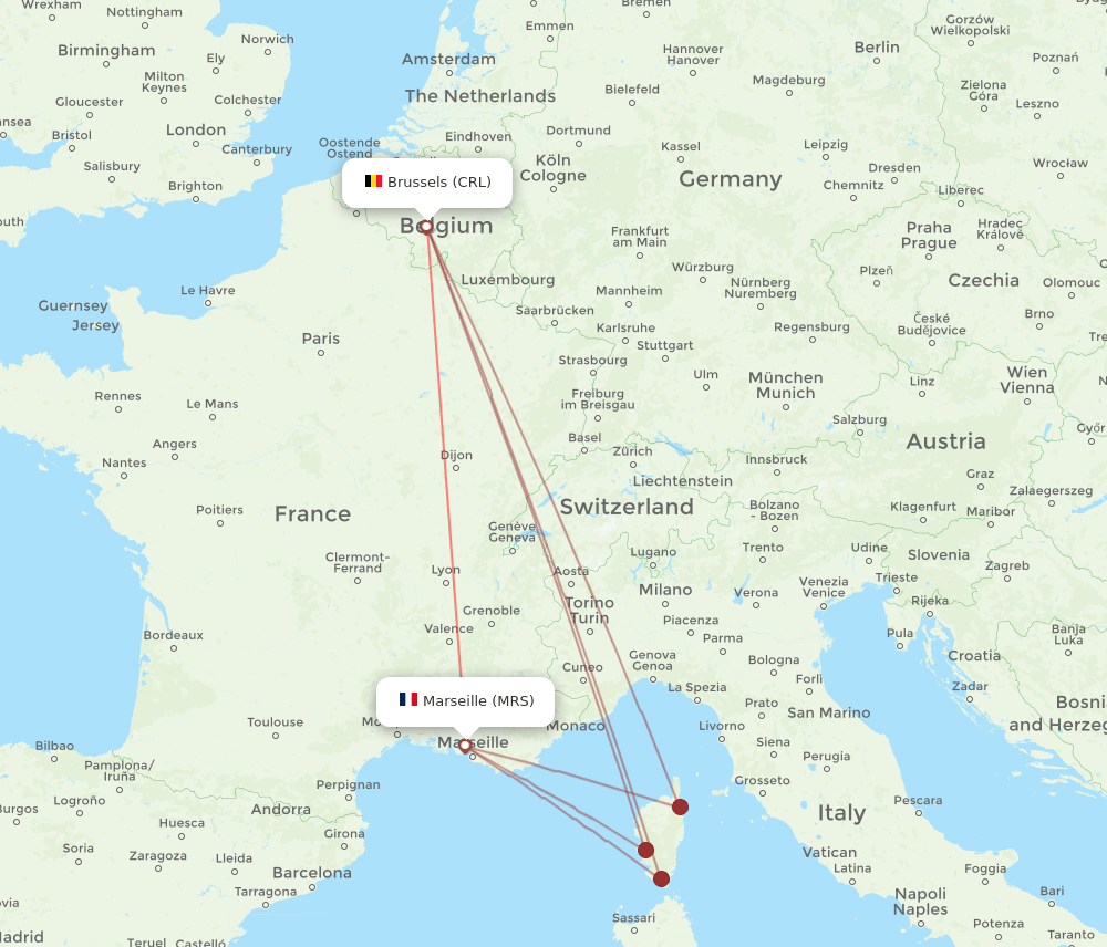MRS-CRL flight routes