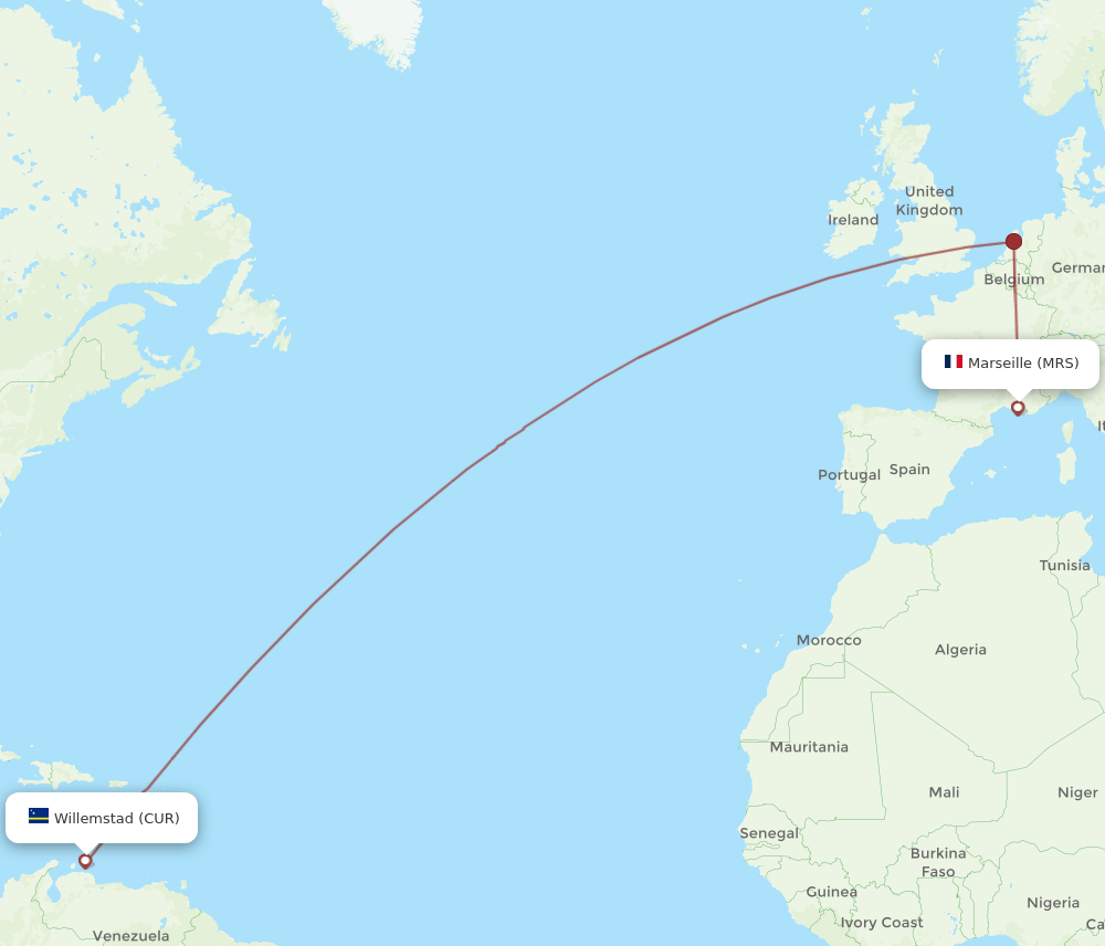 MRS-CUR flight routes