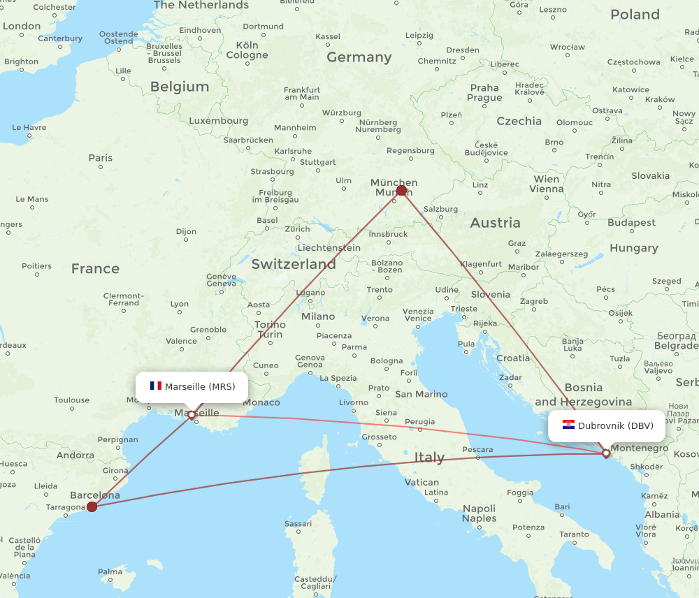 MRS-DBV flight routes
