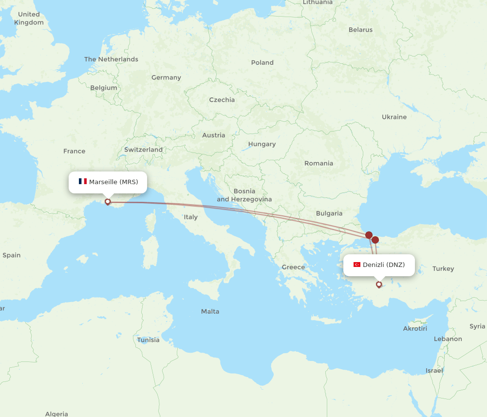 MRS-DNZ flight routes