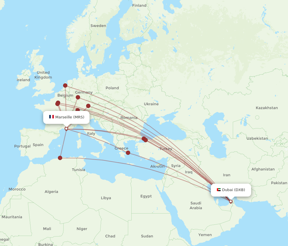 MRS-DXB flight routes