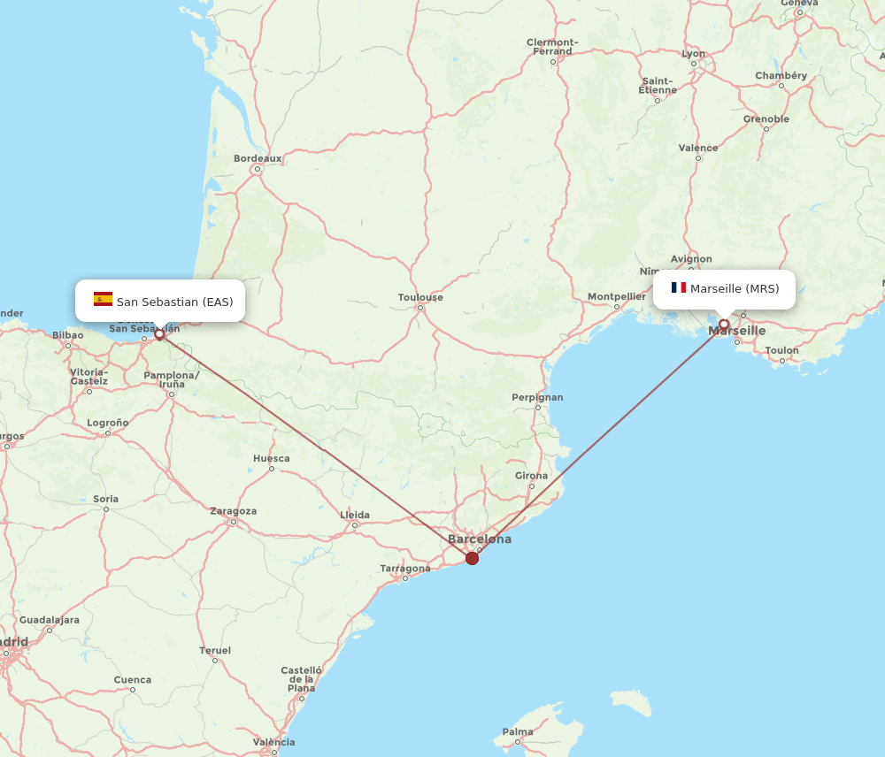 MRS to EAS flights and routes map