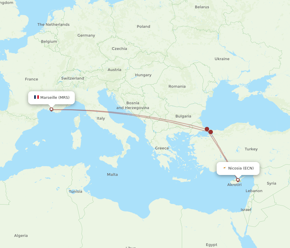 MRS-ECN flight routes