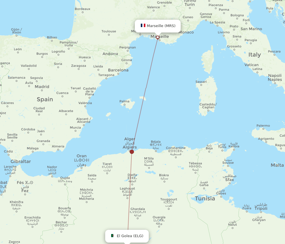 MRS-ELG flight routes