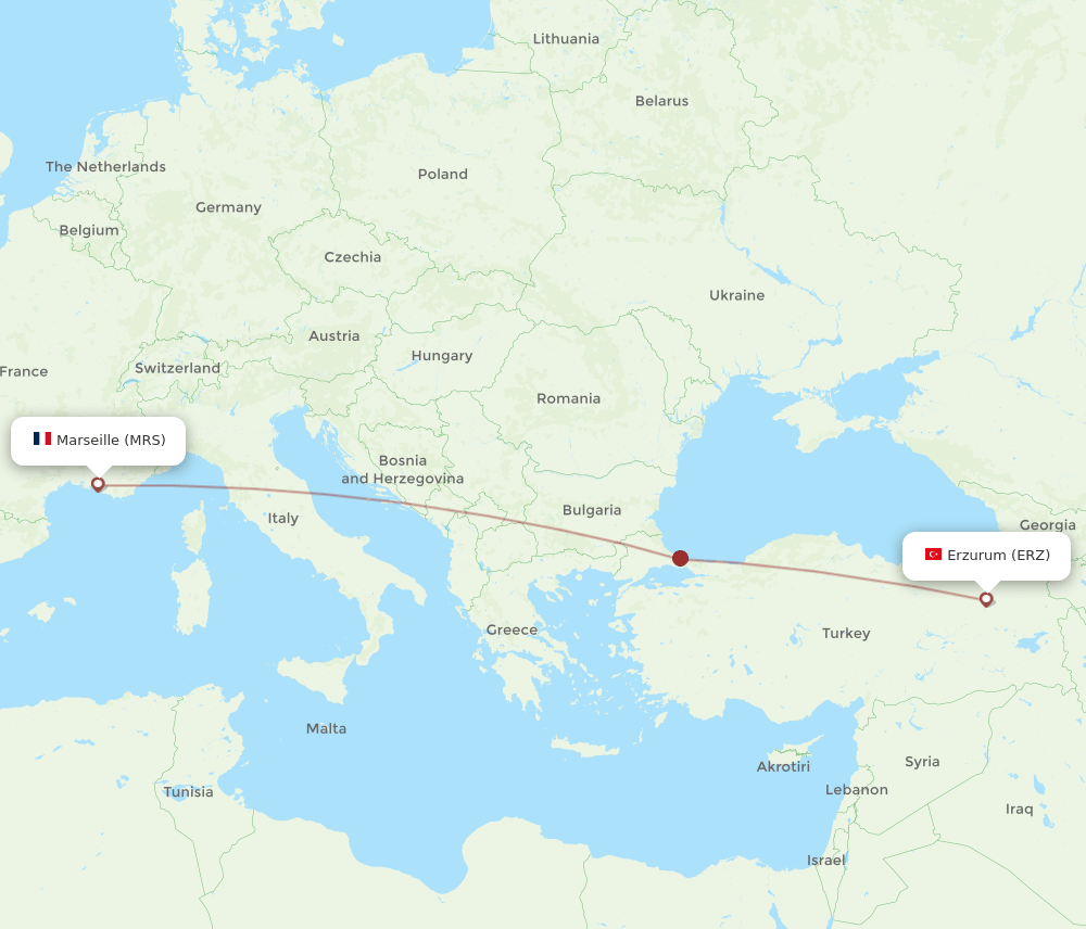 MRS to ERZ flights and routes map