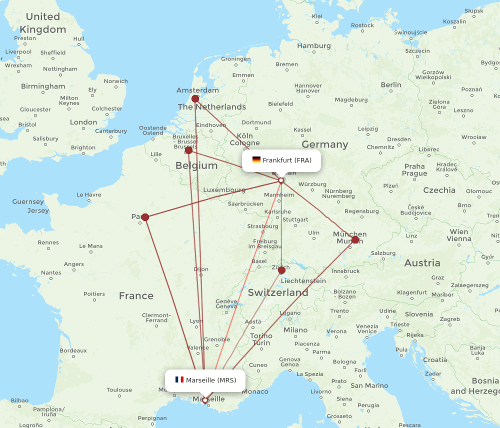 MRS-FRA flight routes