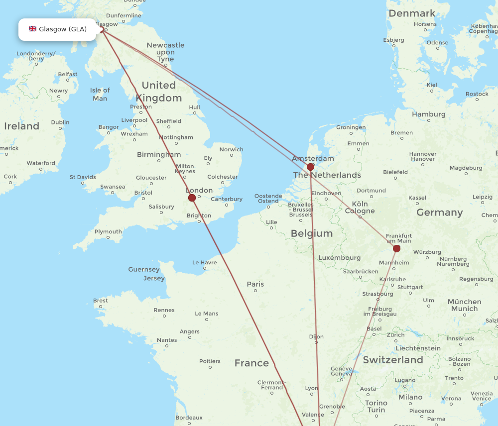 MRS to GLA flights and routes map