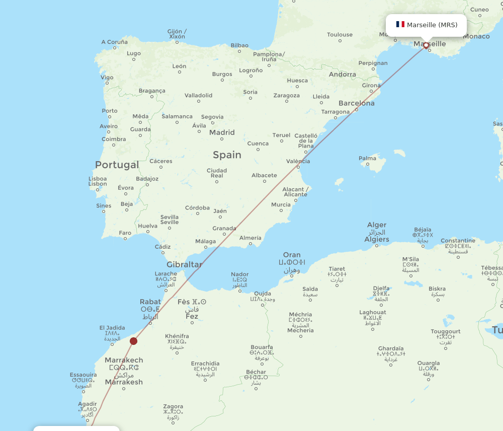 MRS to GLN flights and routes map