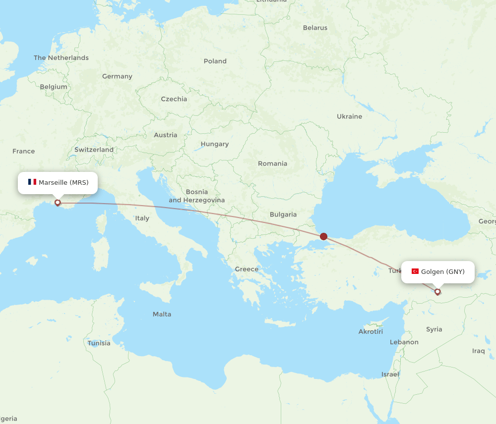 MRS-GNY flight routes