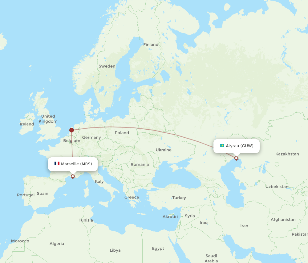 MRS to GUW flights and routes map