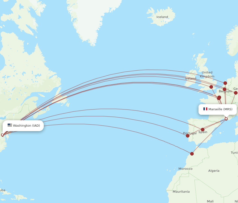 MRS-IAD flight routes