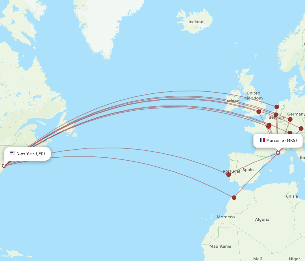 MRS-JFK flight routes