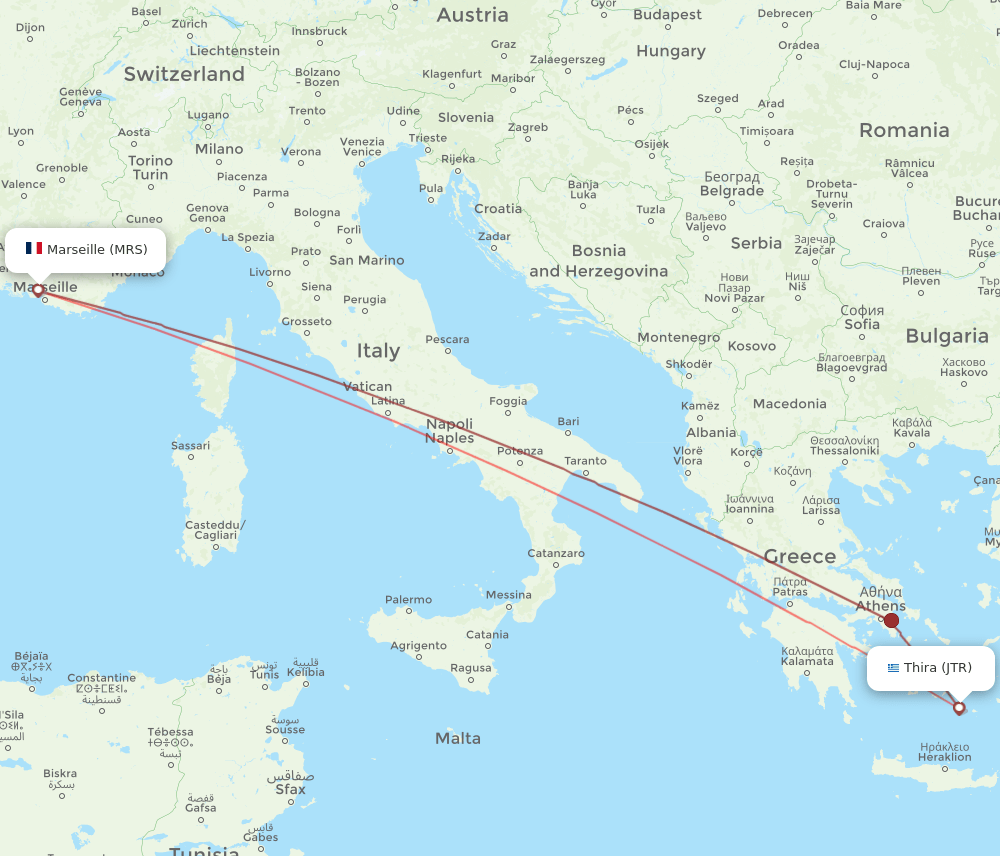 MRS-JTR flight routes